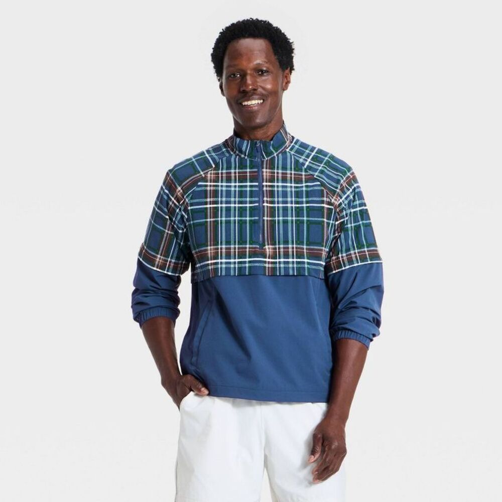 Men'S Half Zip Pullover Jacket - Dark Blue L
